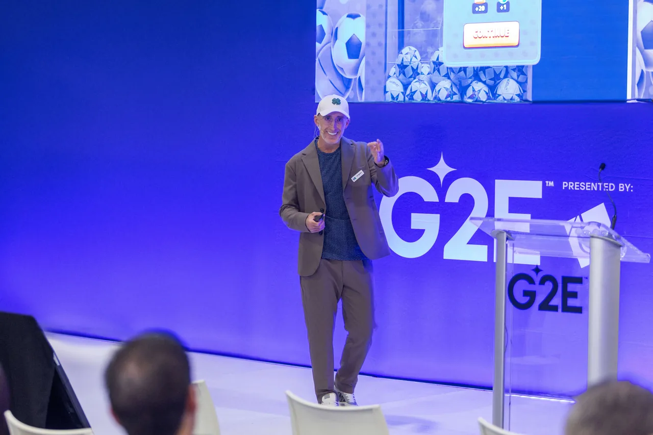 Soft2Bet presentation on stage at the G2E expo